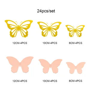 adesivi murali farfalle 3d set 24pz oro cavo e rosa decorazione per casa adesivo