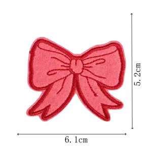 Parche bordado de lazo rosa, pegatina de tela decorativa para ropa, bolsos y sombreros.