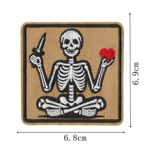 Geborduurd tactisch schedel moraal patch DIY kleding jas tas badge applicatie 6.8x6.9cm