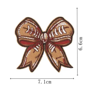 Football bow embroidered cloth patch DIY decorative badge iron on applique clothing accessory