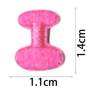 Mini pink embroidered letter patch DIY clothing accessory decorative badge 1.4x1.1cm