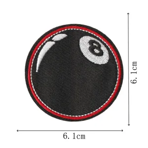 Billiard 8-ball embroidered patch iron-on clothing badge DIY decorative applique for apparel.