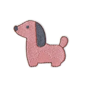 Cute pink dachshund embroidered patch cartoon dog DIY clothing accessories fabric badge applique
