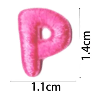 Mini pink letter P embroidered patch DIY clothing accessory, cute decorative applique badge.