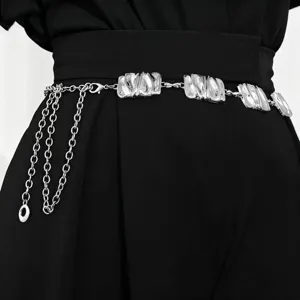 Women's Fashion Metal Waist Chain Irregular Wavy Spliced Chain Belt Versatile Waist Jewelry Dress Accessory