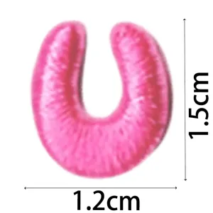 Pink mini letter embroidery patch iron on DIY clothing accessory badge appliques crafts 1.2x1.5cm