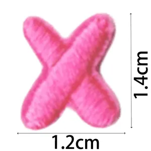 Pink letter X embroidery patch, cute mini DIY decorative clothing accessory and iron-on badge.