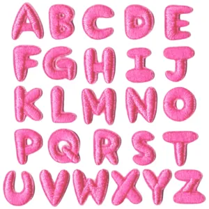 Cute Pink Alphabet Letter Embroidery Patches Iron On DIY Decorative Applique