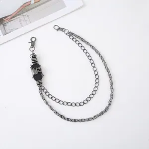 Punk gothic metal pants chain with skull pendant double layer rock trousers jean wallet chain for men