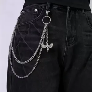 Punk Style Πολυστρωματική Αλυσίδα Παντελονιού με Κρεμαστό Άγγελο Hip Hop Cool Ασημένια Αλυσίδα Μέσης για Άνδρες Γυναίκες Κοσμήματα