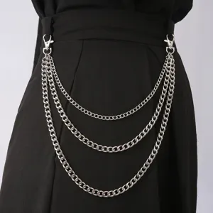 Punk Multi Layer Metal Waist Chain Hip Hop Cool Style Silver Alloy Pants Chain Body Chain Jeans Chain
