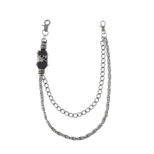 Retro double layer skull metal pants chain punk gothic wallet chain for men jeans trousers