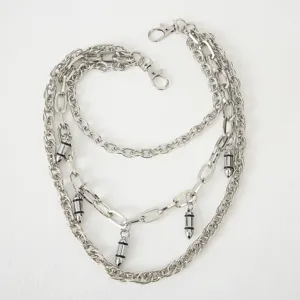 Multi-layer silver metal pants chain hip-hop style bullet pendant punk body jewelry