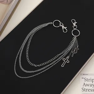 Multi-layered punk style cross pants chain hip-hop waist chain fashion metal accessories