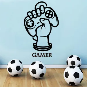 Αυτοκόλλητο τοίχου gaming από PVC με χειριστήριο, αδιάβροχο και αφαιρούμενο για διακόσμηση.