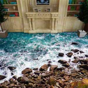 3D ocean wave floor sticker waterproof anti-slip self-adhesive wallpaper for indoor decor