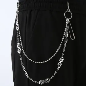 Retro Punk Skull Pants Chain Safety Pin Hip Hop Streetwear Alloy Waist Chain Metal Jewelry Accessories For Men Women