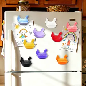 Cute 3D chicken fridge magnets, colorful resin magnetic hen decor for kitchen and home.