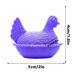 3D printed cute chicken fridge magnet, creative purple hen magnetic decor for home kitchen.