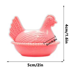 Pink 3D chicken fridge magnet, creative cute animal magnetic sticker for home decor.