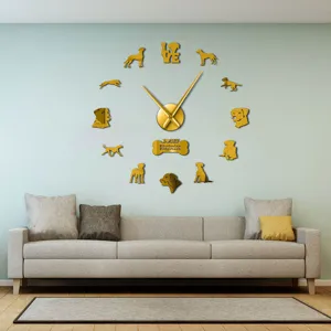 Rhodesian ridgeback acrylic 3d mirror wall clock modern DIY home living room decor.