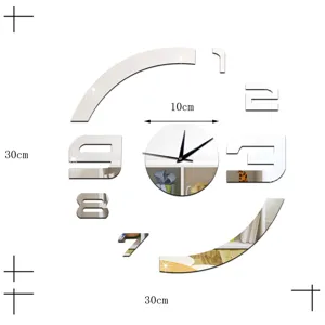 DIY 3D Acrylic Mirror Wall Clock Modern Design Art Wall Sticker Home Decor 30cm Size.