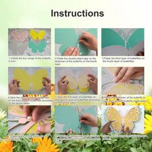 3D layered hollow paper butterfly wall stickers diy decorative assembly guide for home decor.