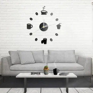 Modern DIY coffee wall clock silent acrylic clock for living room home decor decoration