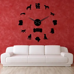 Rhodesian Ridgeback acrylic 3D wall clock large DIY mirror clock living room decor