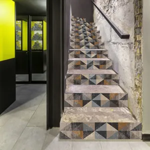 Adesivi per scale geometrici 3D impermeabili rimovibili per decorazione della casa fai da te