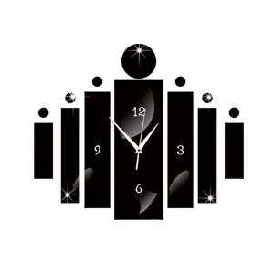 Acrylic 3D DIY wall clock modern black geometric design for living room bedroom home decor