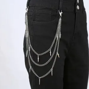 Gothic punk multi-layer metal pants chain with dagger pendants for edgy street style look