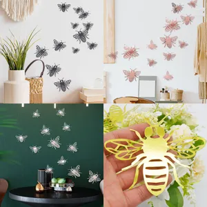3D Hollow Bee Wall Stickers Metallic Mirror Effect Decals For Home Decor Wedding Party Wall Art Decoration
