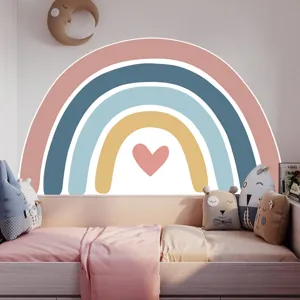 Boho rainbow wall sticker for kids room large size peel and stick nursery room wall decor