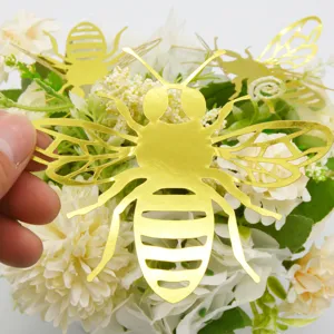 Gold Hollow 3D Bee Wall Sticker Detail Display for Wedding Party Home Decoration