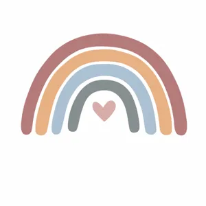 Boho rainbow wall sticker size chart detail, showing size options and dimensions clearly.