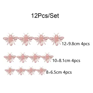 12pcs 3d hollow bee wall stickers set rose gold butterfly peel and stick home decor items