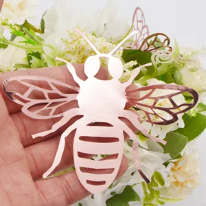 3D hollow bee wall sticker detail shot, rose gold metallic finish for party and home decor.