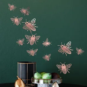 3D hollow bee wall stickers set of 12 rose gold home decor party wall art decors