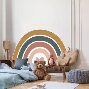 Boho rainbow wall sticker with heart design for kids bedroom room decor large size.