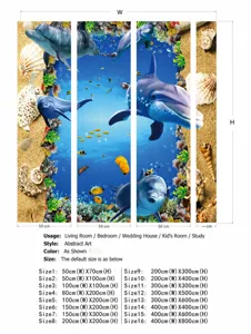 Ocean dolphin 3D floor wall sticker size chart waterproof self-adhesive mural decor size options