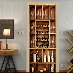 3D Wine Cabinet Door Sticker Waterproof Self-Adhesive Wallpaper Home Room Decor Mural
