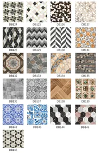 Self Adhesive Waterproof PVC Floor and Wall Stickers Retro Geometric Marble Pattern Tile Stickers Home Decor Stickers