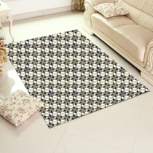 Geometric square floor mat with 3d cube pattern for living room home decor detail view
