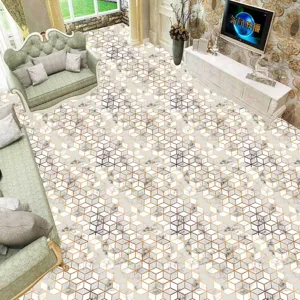 Geometric marble pattern anti-slip floor sticker waterproof tile sticker for living room