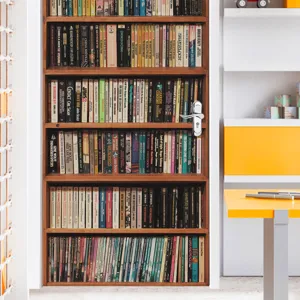 3D bookshelf door sticker, realistic book pattern wallpaper for bedroom living room decor