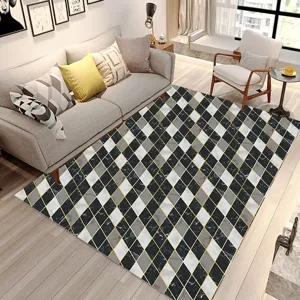 Modern geometric marble pattern floor sticker, anti-slip waterproof decal for home living room.
