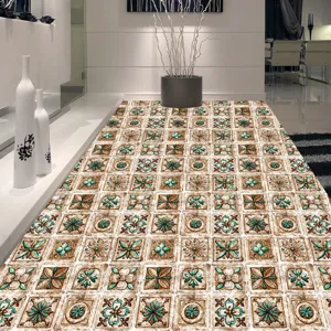 Decorative self-adhesive floor sticker with retro Moroccan tile pattern, ideal for kitchen and bathroom.