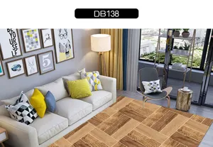 Herringbone wood grain floor stickers, anti-slip peel and stick floor tiles for living room home decor.