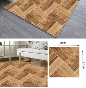 Wood grain floor sticker waterproof self adhesive tile for kitchen bathroom home decor 30x30cm